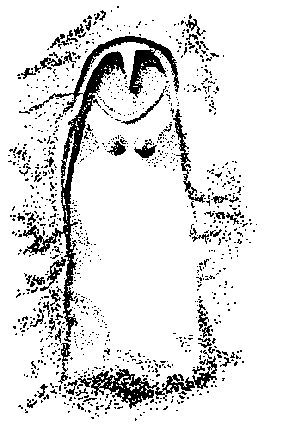 Owl-beaked goddess with breasts and necklace