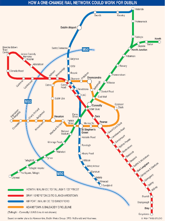 How a one-change rail network could work for Dublin